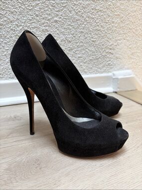 Gucci Black Suede Sofia Peep Toe Platform